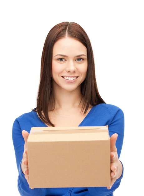 picture of attractive businesswoman with cardboard box