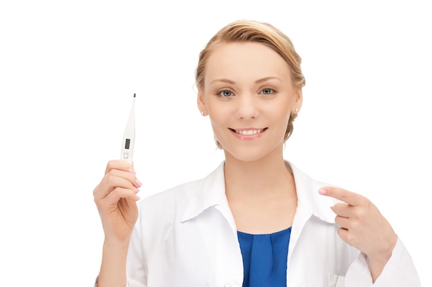 picture of attractive female doctor with thermometer