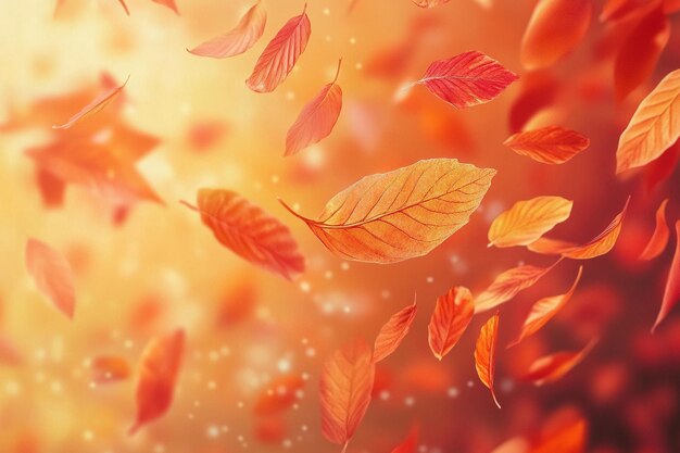 a picture of autumn leaves with the background of a sunset