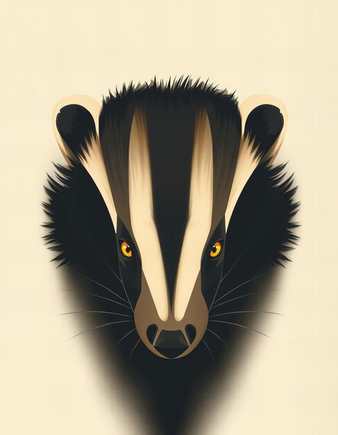 Photo a picture of a badger with a striped pattern on its face