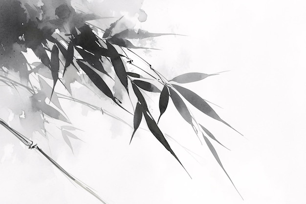 a picture of a bamboo with leaves that say bambooChinese style ink bamboo background decorative pai