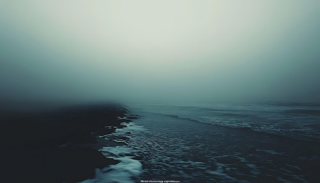 Photo a picture of a beach with a wave and the word  ocean  on the bottom