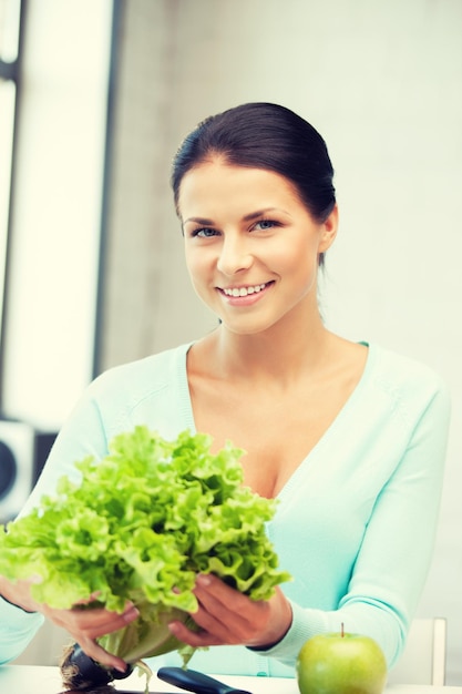 picture of beautiful woman in the kitchen.