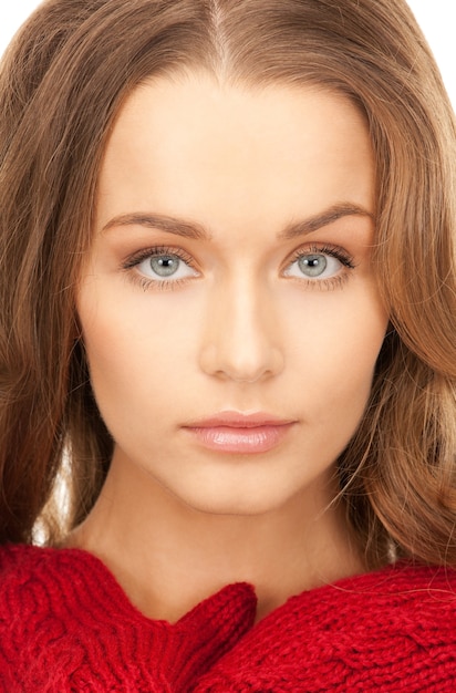 picture of beautiful woman in red mittens