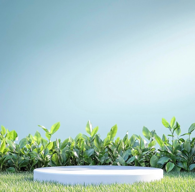 a picture of a bed with plants and a blue background