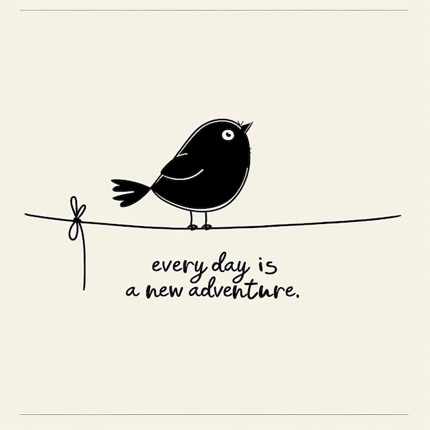 a picture of a bird on a rope that says every day is a new adventure