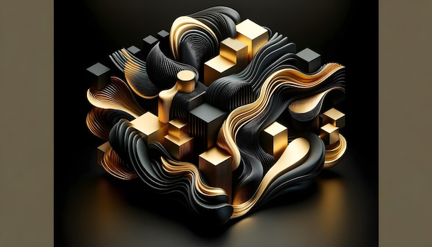 a picture of a black and gold sculpture with the word  the word  on it