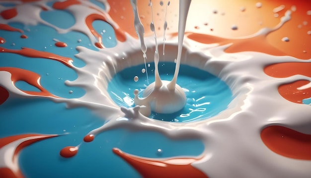 a picture of a blue and red liquid with the word milk on it