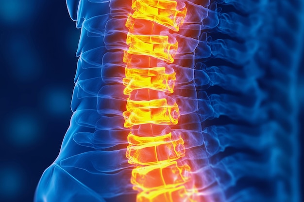 Photo a picture of a blue yellow and orange back pain