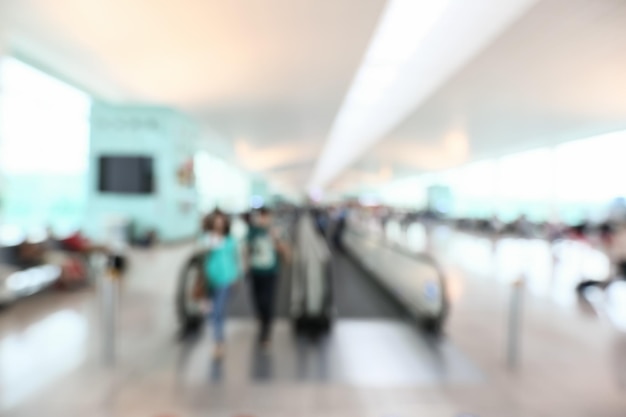 Picture blurred for background abstract and can be illustration to article of people in international airport