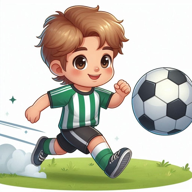 a picture of a boy playing soccer with a soccer ball