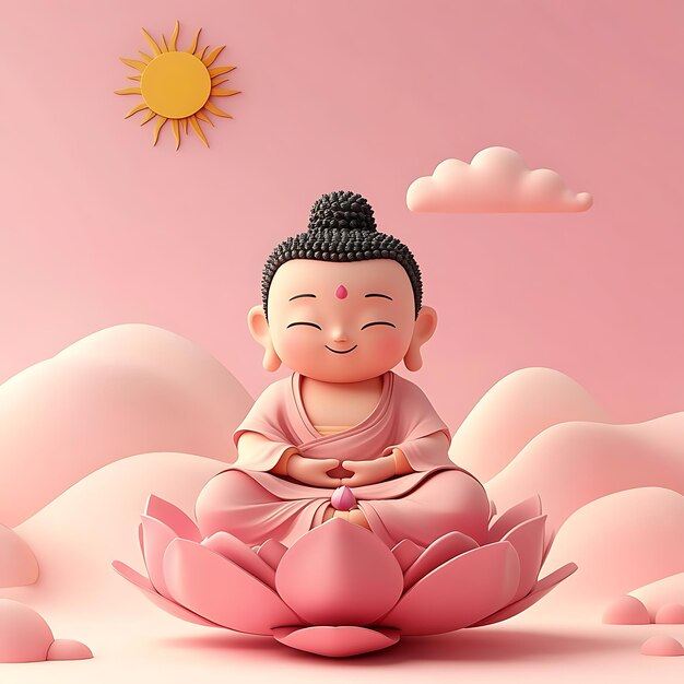 Photo a picture of a buddha sitting in the clouds with the sun behind him generate by ai