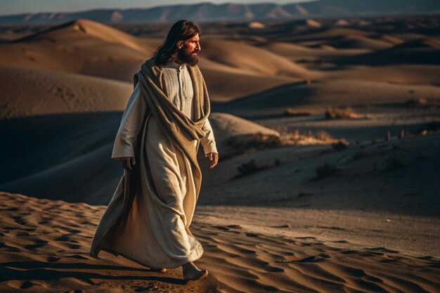 Photo a picture of builder walking in the desert