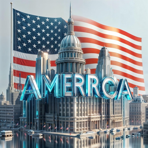 a picture of a building with the word america on it