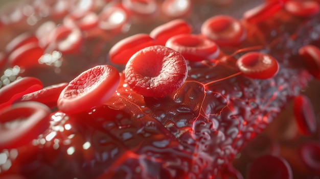 a picture of a bunch of blood cells with a red substance in the bottom