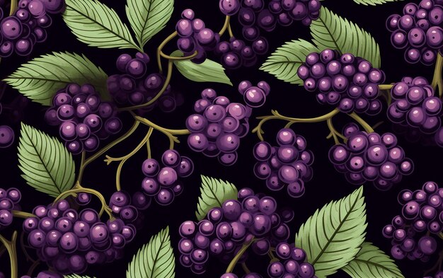 a picture of a bunch of purple grapes with green leaves