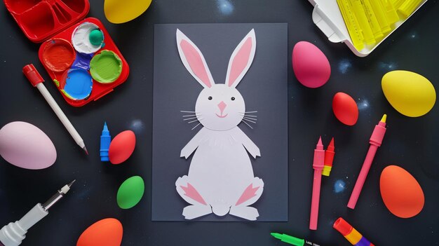 Photo a picture of a bunny with a picture of a bunny and pencils