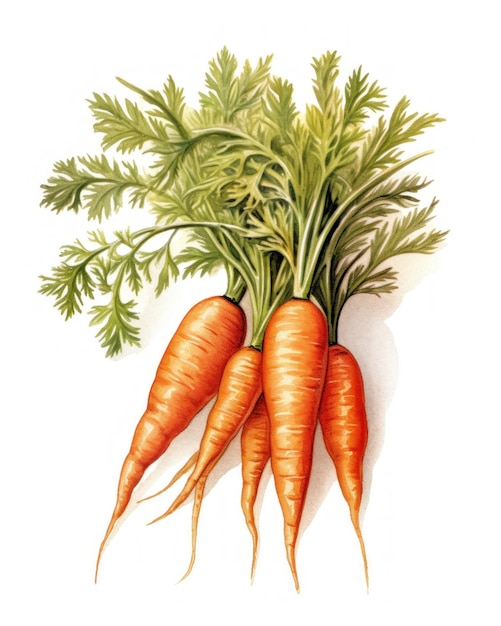 A picture of carrots with green leaves on the top