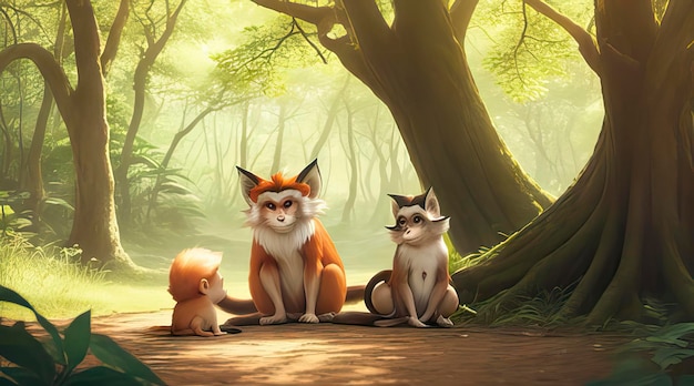 a picture of a cat and a fox with a cat on the back