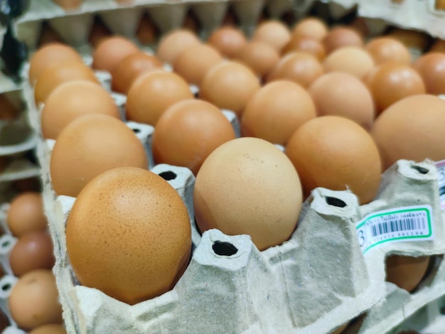 Picture of chicken eggs in supermarket