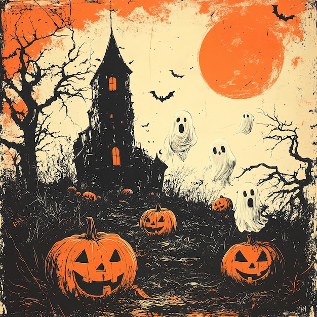 a picture of a church with pumpkins and a church in the background