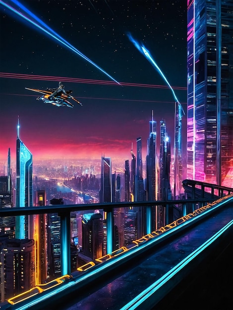 a picture of a city skyline with a helicopter flying over it