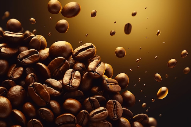 A picture of coffee beans with the word coffee on the bottom