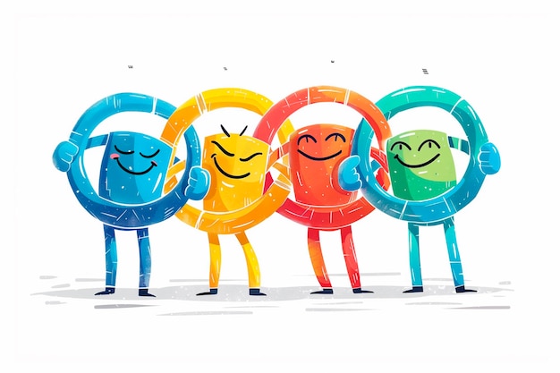 Photo a picture of colorful smiley faces with one that says happy and happy