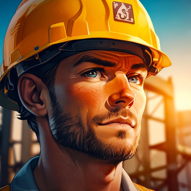 a picture of a construction worker wearing a hard hat