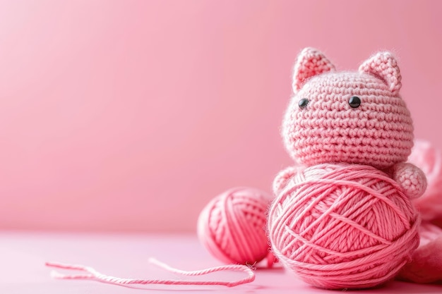 A Picture of a Crocheted Cute Cat Ai Generated