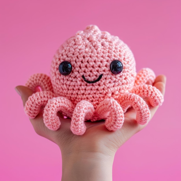 A Picture of a Crocheted Cute Octopus Ai Generated