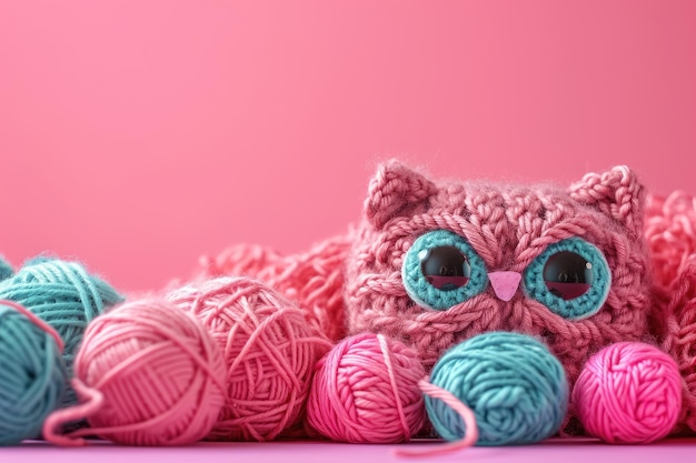 A Picture of a Crocheted Cute Owl Ai Generated