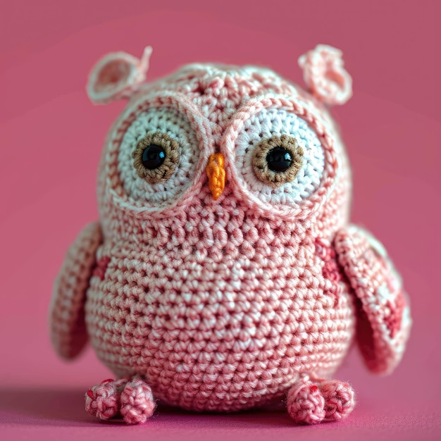 A Picture of a Crocheted Cute Owl Ai Generated