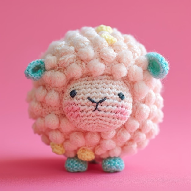 A Picture of a Crocheted Cute Sheep Ai Generated