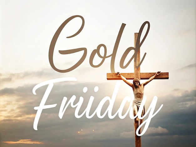 a picture of a cross with the words gold friday friday friday friday friday on the top