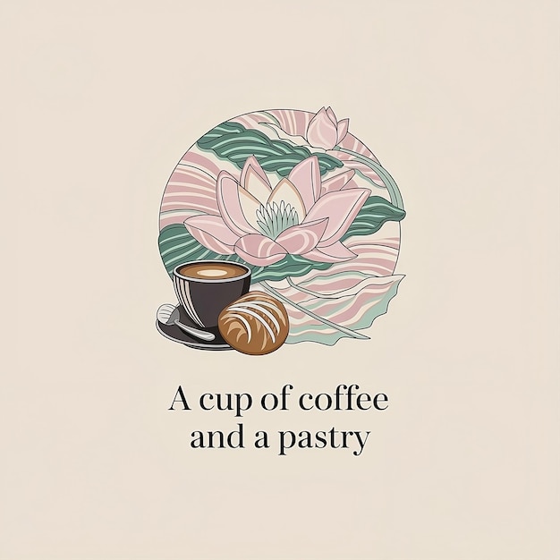 Photo a picture of a cup of coffee and a snail and a muffin