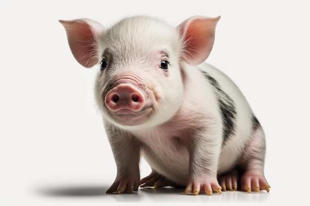 A picture of the cute little pig on a white background