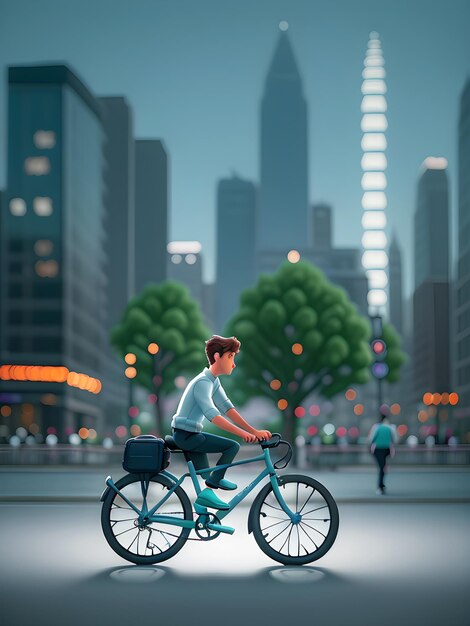 Picture a cyclist navigating through the bustling streets of a city at dusk