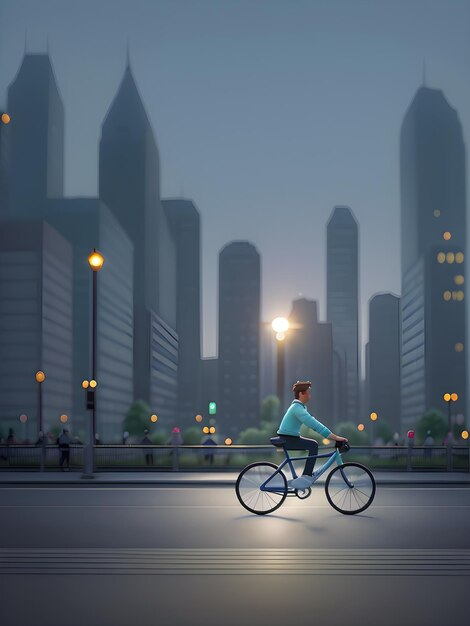 Picture a cyclist navigating through the bustling streets of a city at dusk