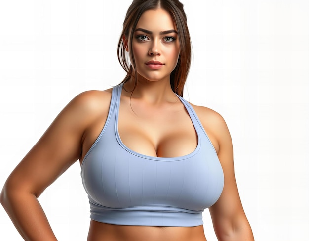 Picture Depicting Hyperrealistic art of an attractive young woman in workout attire emphasizing fin