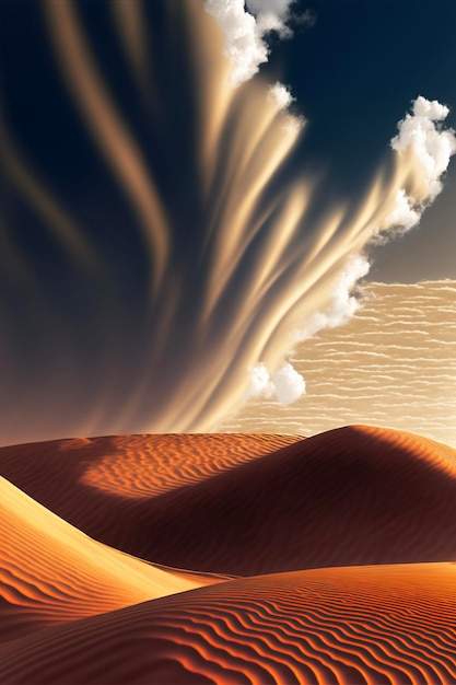 Picture of a desert with clouds in the sky generative ai