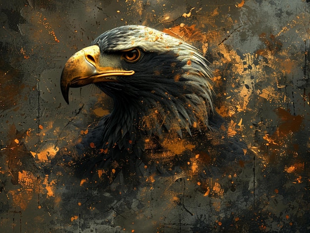 a picture of an eagle with a fire background and a fire background