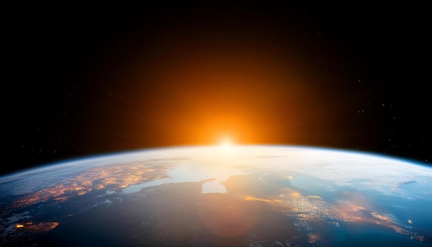 Photo a picture of the earth from space showing the sun rising over the earth