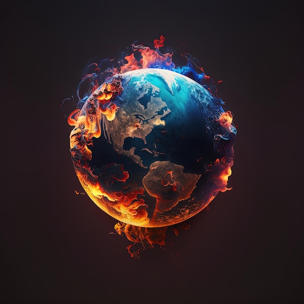 A picture of the earth is made by the fire.