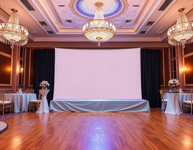 Photo picture elegant ballroom with a blank banner