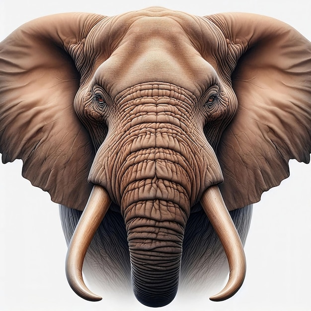 A picture of an elephant with large horns