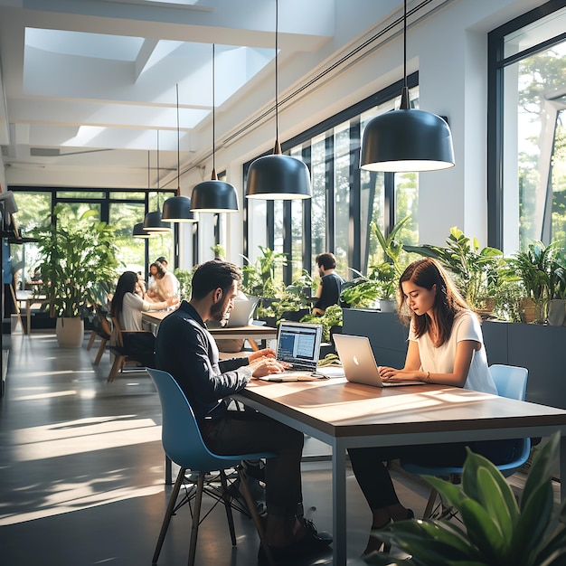 A picture of employees working in an office