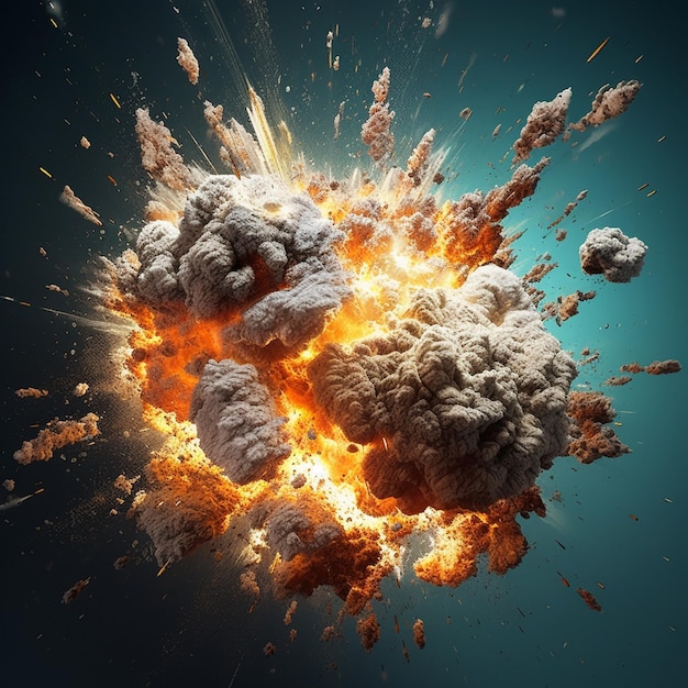 A picture of a explosion with the word fire on it