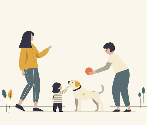 a picture of a family with a dog and a dog