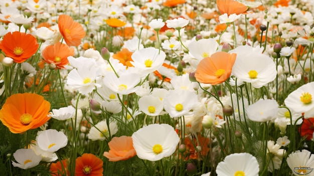 A picture field filled with an abundance of white flowers